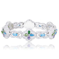 Moissanite VVS1 925 Silver Multicolor Floral Clover Link Bracelet