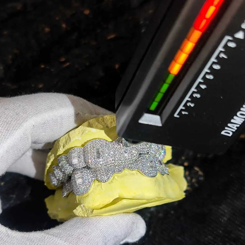 Moissanite VVS1 925 Silver Baguette Cut Grillz