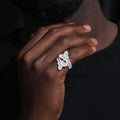 Moissanite VVS1 925 Silver Double Butterfly Baguette Ring