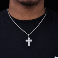 Moissanite VVS1 925 Silver Iced Cluster Cross Pendant