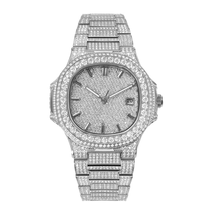 Moissanite VVS1 43MM Stainless Steel Fully Bust Down Watch – 11.8CT