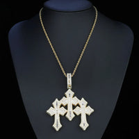 CZ Triple Linked Cross Pendant