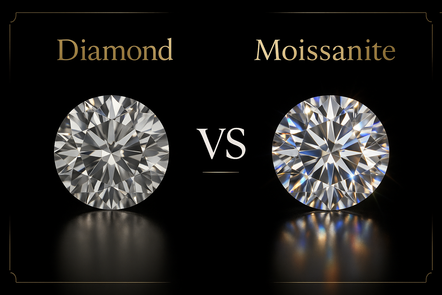 Diamond vs Moissanite Comparison - Equal Size