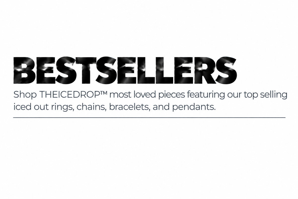 THEICEDROP™ Bestsellers Banner – Metallic Black White Background