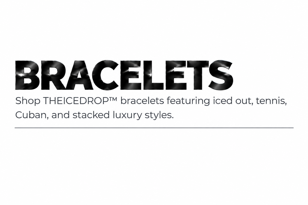 THEICEDROP™ Bracelets Banner – Metallic Black White Background