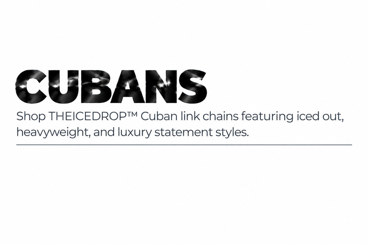 THEICEDROP™ Cubans Banner – Metallic Black White Background
