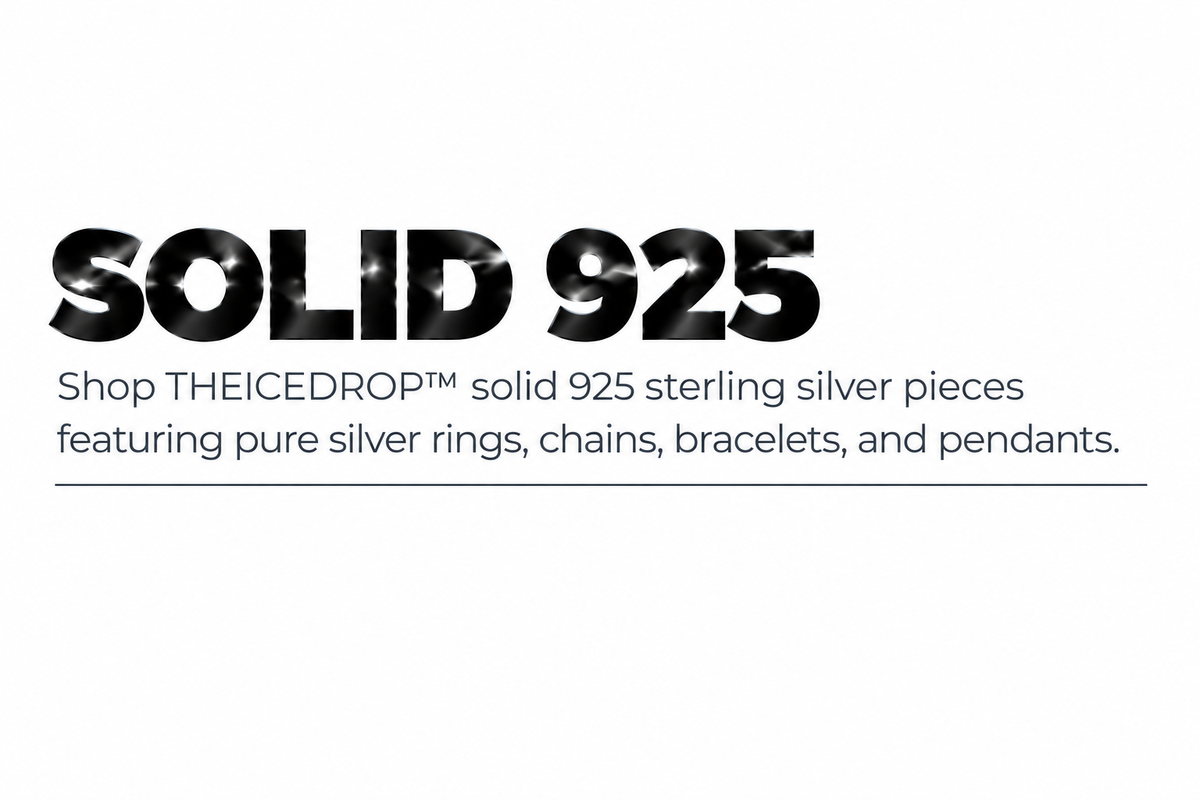 THEICEDROP™ Solid 925 Banner – Metallic Black White Background