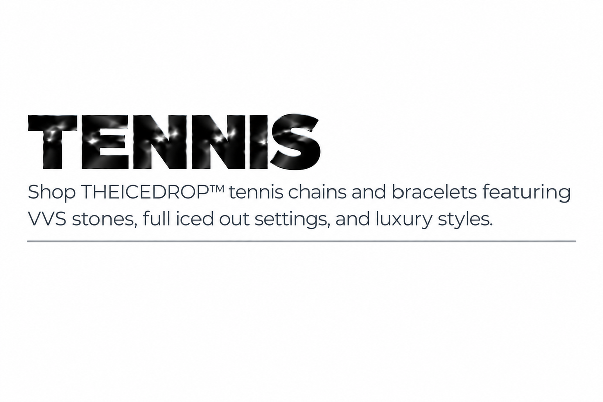 THEICEDROP™ Tennis Banner – Metallic Black White Background